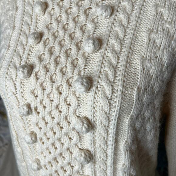 J. Crew Cable Knit Chunky Sweater in Cream Nylon Lambswool Blend Size M - Picture 2 of 5